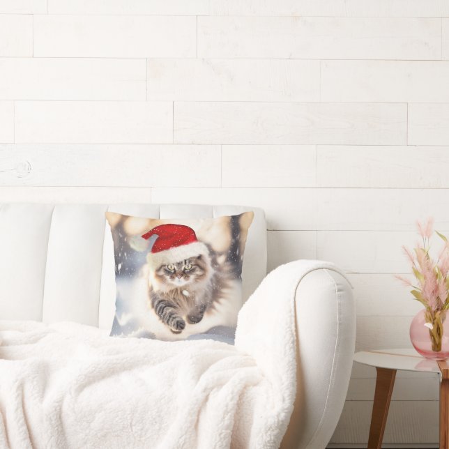 Cojín Decorativo Gato En Nieve De Maine Coon Navidades (Sofá)