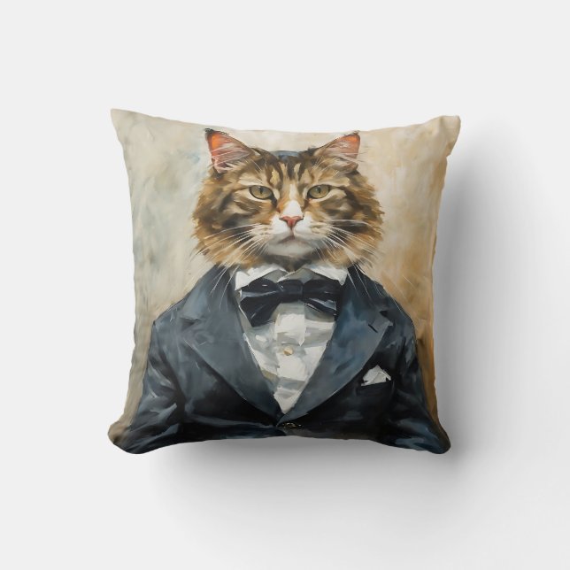 Cojín Decorativo Gato en un traje (Anverso)
