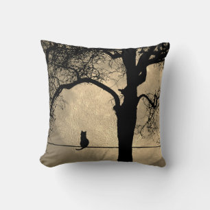 Cojín Decorativo Gato en una luna llena de cable