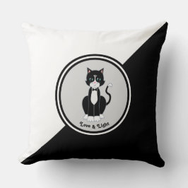 Cojín Decorativo Gato esmoquin en blanco y negro
