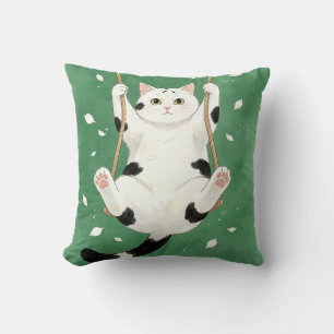 Cojín Decorativo Gato esmoquin en columpio Amante de los gatos