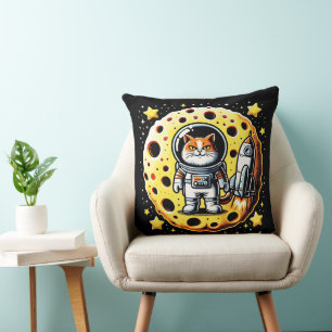 Cojín Decorativo Gato espacial desenfadado - Astronauta en una búsq