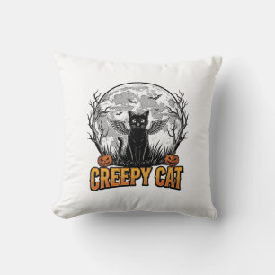 Cojín Decorativo Gato espeluznante diseño de grabado vintage de Hal
