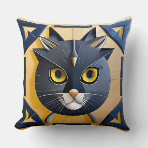 Cojín Decorativo Gato estilizado geométrico abstracto
