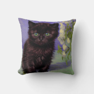 Cojín Decorativo Gato estilo Van Gogh con flores blancas