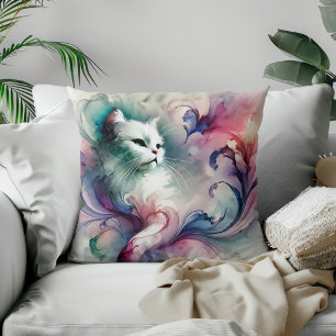 Cojín Decorativo Gato Etéreo Acuarela