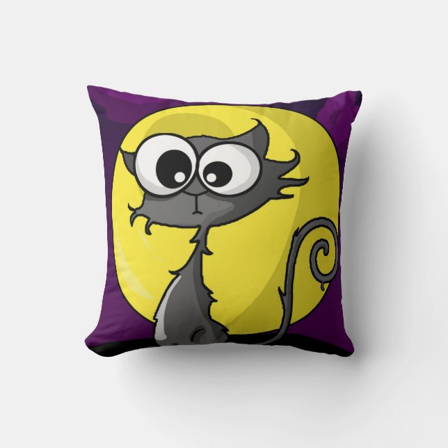 Cojín Decorativo Gato fantasmagórico del dibujo animado (Anverso)
