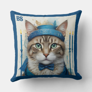 Cojín Decorativo Gato festivo disfrazado de hanukkah juguetón
