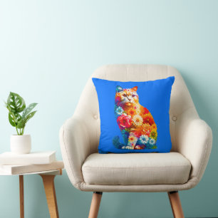 Cojín Decorativo Gato floral Gato Gato Gato Mami Lover Animal Lover
