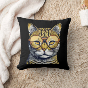 Cojín Decorativo Gato gatito genial con gafas