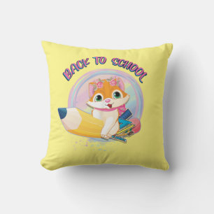 Cojín Decorativo Gato Gracioso De Vuelta A La Escuela