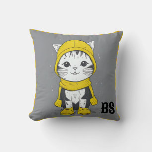 Cojín Decorativo Gato gracioso en botas de lluvia - Humor de gato