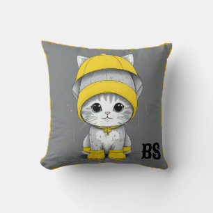 Cojín Decorativo Gato gracioso en botas de lluvia - Humor de gato