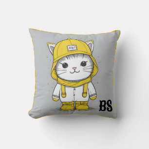 Cojín Decorativo Gato gracioso en botas de lluvia - Humor de gato