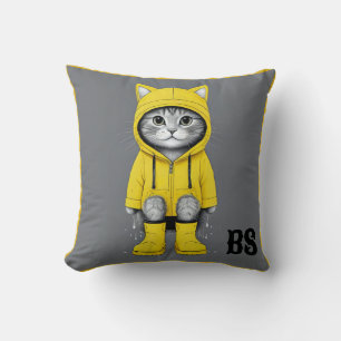 Cojín Decorativo Gato gracioso en botas de lluvia - Humor de gato