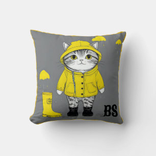 Cojín Decorativo Gato gracioso en botas de lluvia - Humor de gato