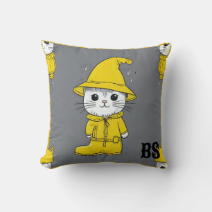 Cojín Decorativo Gato gracioso en botas de lluvia - Humor de gato