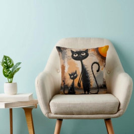 Cojín Decorativo Gato Grande Gato Pequeño Halloween 