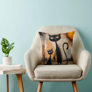 Cojín Decorativo Gato Grande Gato Pequeño Halloween