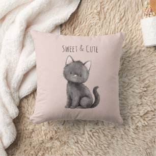 Cojín Decorativo Gato Gris Dulce Lindo