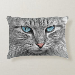Cojín Decorativo Gato Gris y Blanco Precioso de Ojos Azules