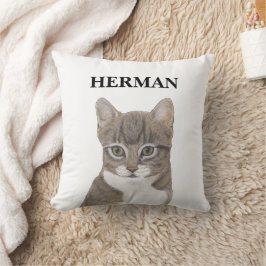 Cojín Decorativo Gato grisáceo reversible personalizado