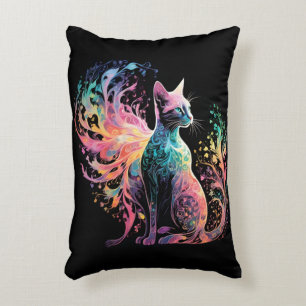Cojín Decorativo Gato holográfico espectral: un prisma de elegancia