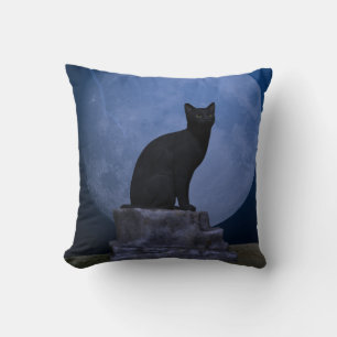 Cojín Decorativo Gato iluminado por la luna