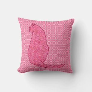 Cojín Decorativo Gato japonés - Batik rosa de fucsia