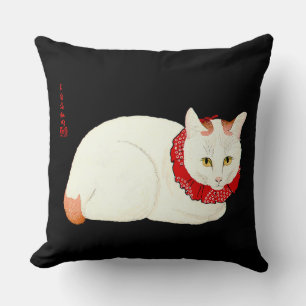 Cojín Decorativo Gato japonés blanco y jengibre