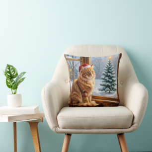 Cojín Decorativo Gato Jengibre de Navidad