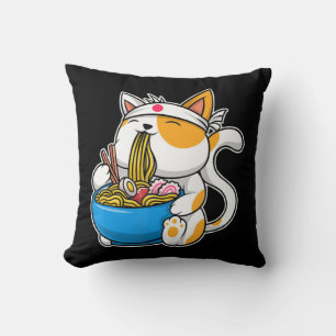 Cojín Decorativo Gato kawaii anime comida japonesa neko gato