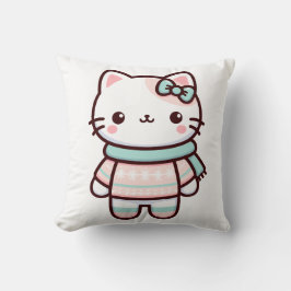 Cojín Decorativo Gato kawaii lindo en suéter