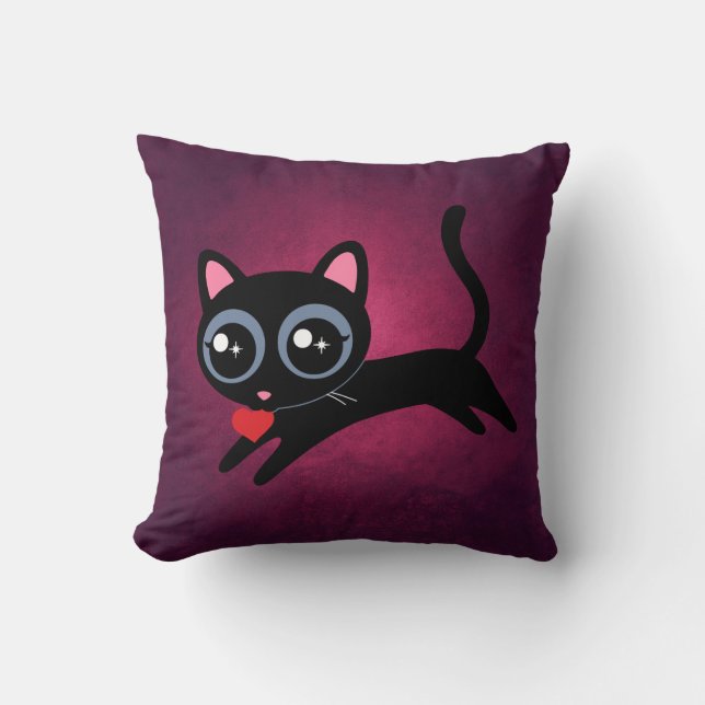 Cojín Decorativo Gato Kitty Ladrón Corazón Regalo para Chica (Anverso)
