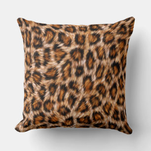 Cojín Decorativo Gato Leopardo Jaguar Patrón Pelaje Marrón