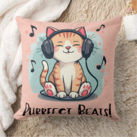 Gato lindo con audífonos Kawaii Music Lover Art