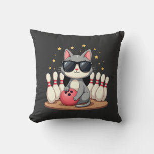 Cojín Decorativo Gato Lindo Con Gafas De Sol Gato Jugando Bolos Par