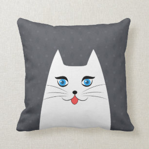 Cojín Decorativo Gato lindo con la lengua que se pega hacia fuera