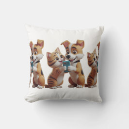 Cojín Decorativo Gato lindo con perro