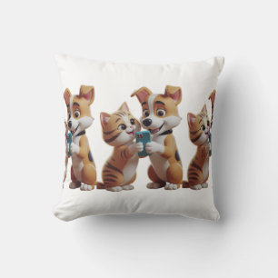 Cojín Decorativo Gato lindo con perro