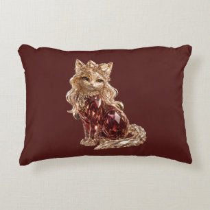 Cojín Decorativo Gato Lindo Cristal Brillante Rosa Dorado
