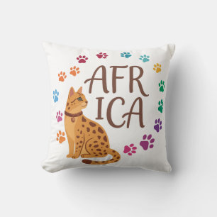 Cojín Decorativo Gato lindo de la sabana africana con huellas de pa