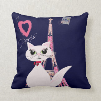 Cojín Decorativo Gato lindo de París del amor de I