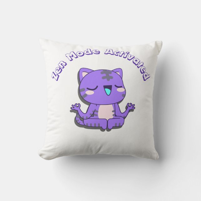 Cojín Decorativo gato lindo, modo zen, gato zen (Anverso)