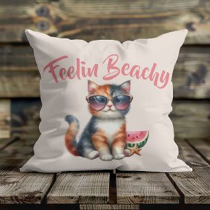 Cojín Decorativo Gato Lindo Sintiéndose Playero