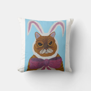 Cojín Decorativo Gato Loco en Orejas de Conejo Pascua 