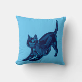 Cojín Decorativo Gato Lowpoly Azul Oscuro