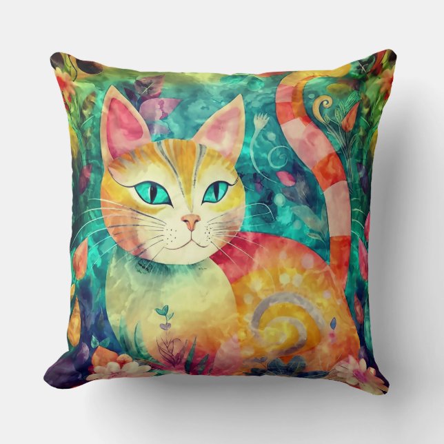 Cojín Decorativo Gato magnífico en el jardín (Anverso)