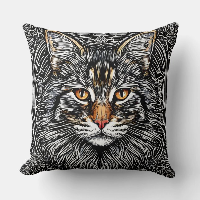 Cojín Decorativo Gato Maine Coon Adorable (Anverso)