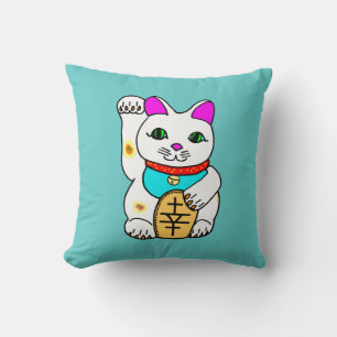 Cojín Decorativo Gato Maneki Neko Afortunado Kawaii Atrayendo